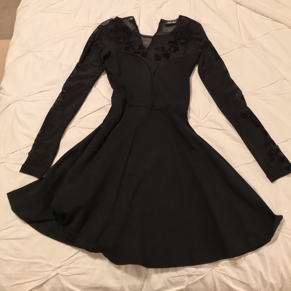 Motel Rocks Skater Sheer Long Sleeve Minidress